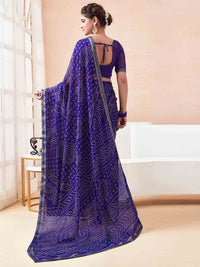 Rangriti Bandhani Chiffon Saree with Lace Border