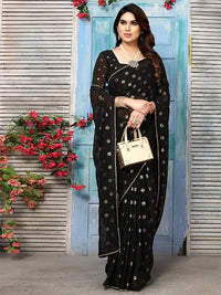 Swarna Polka Tassel Georgette Saree