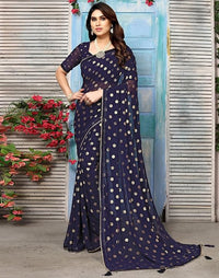 Swarna Polka Tassel Georgette Saree