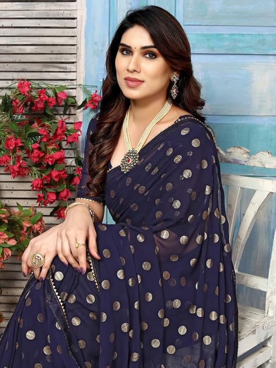 Swarna Polka Tassel Georgette Saree