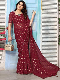 Swarna Polka Tassel Georgette Saree