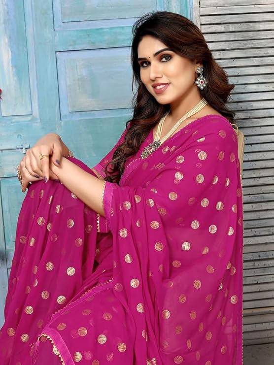 Swarna Polka Tassel Georgette Saree