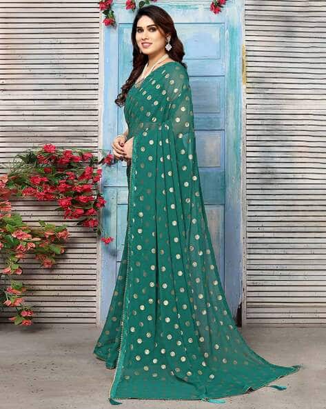 Swarna Polka Tassel Georgette Saree