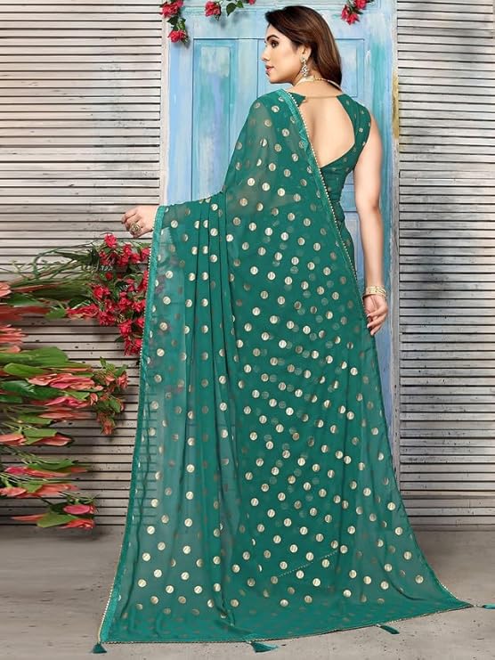 Swarna Polka Tassel Georgette Saree