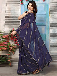 Swarna Stripe Tassel Georgette Saree