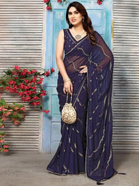 Swarna Stripe Tassel Georgette Saree