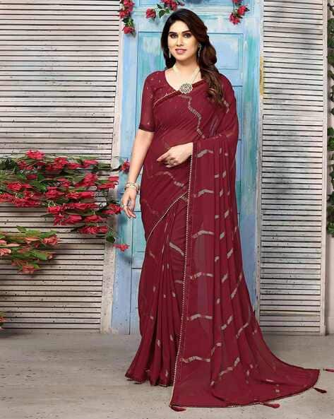 Swarna Stripe Tassel Georgette Saree