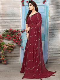 Swarna Stripe Tassel Georgette Saree