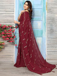 Swarna Stripe Tassel Georgette Saree