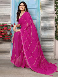 Swarna Stripe Tassel Georgette Saree