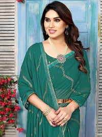 Swarna Stripe Tassel Georgette Saree