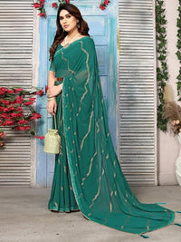 Swarna Stripe Tassel Georgette Saree