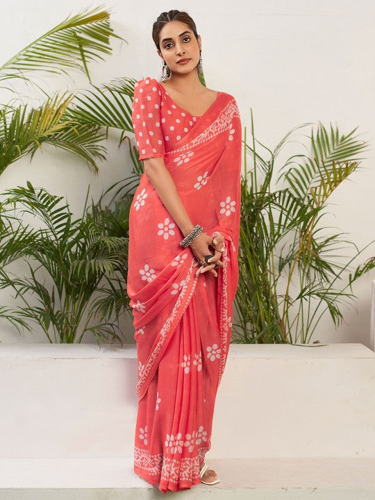 Saanvi Floral Chiffon Everyday Saree