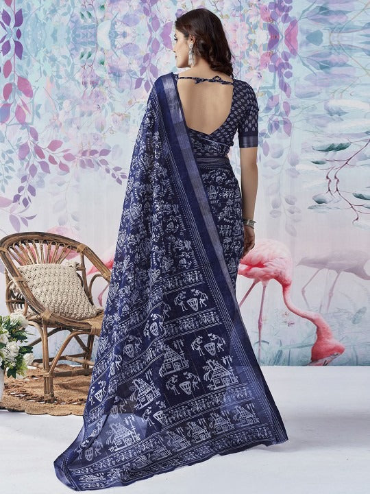 Indira Indigo Work Georgette Saree