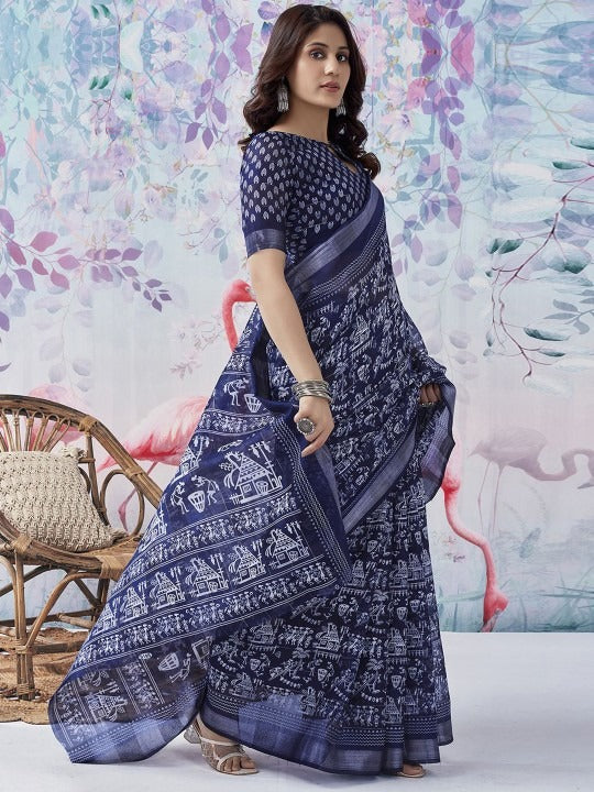 Indira Indigo Work Georgette Saree