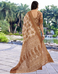 Vriksha Floral Leaf Chanderi Saree