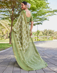 Vriksha Floral Leaf Chanderi Saree