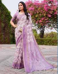 Vriksha Floral Leaf Chanderi Saree