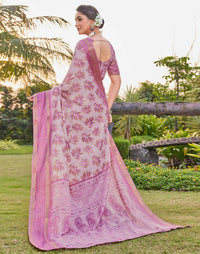 Vriksha Floral Leaf Chanderi Saree