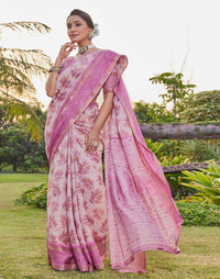 Vriksha Floral Leaf Chanderi Saree