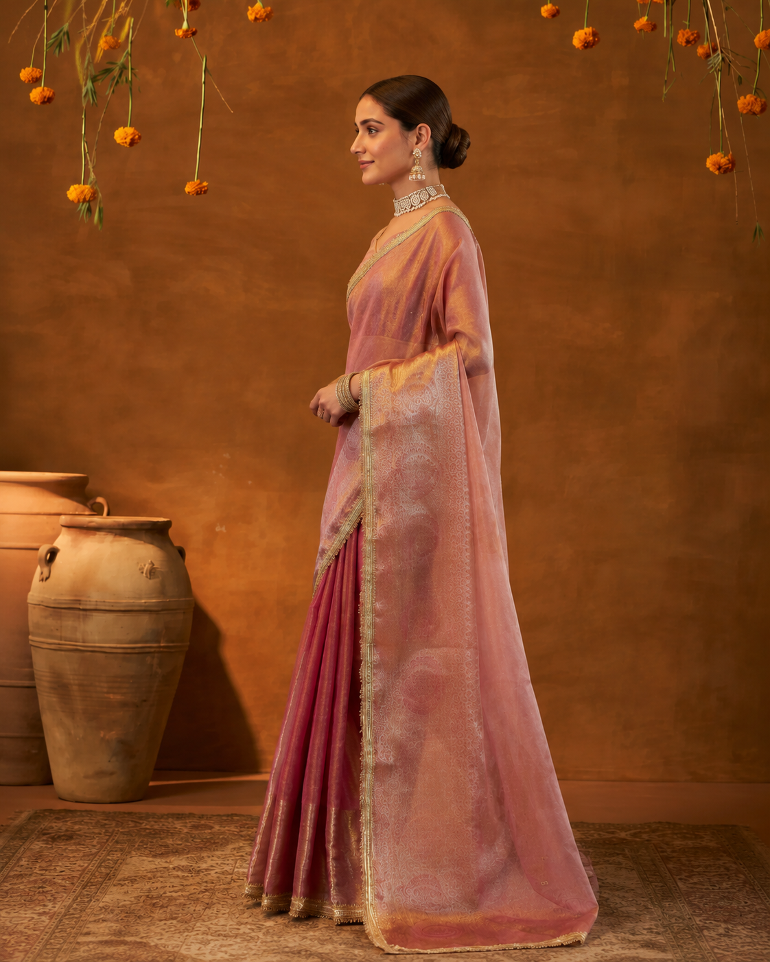 Ranisa Tissue Shimmer Zari Sequin Saree