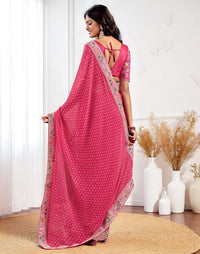 Pink Georgette Bandhani Print Saree