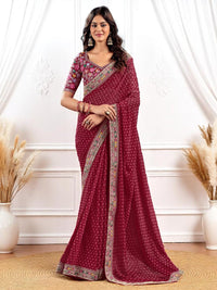 Pink Georgette Bandhani Print Saree