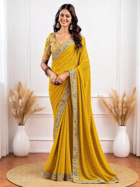 Pink Georgette Bandhani Print Saree