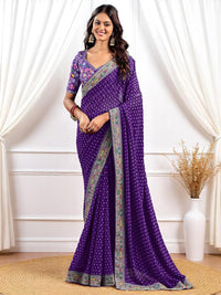 Pink Georgette Bandhani Print Saree