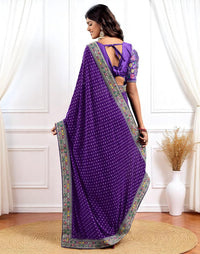 Pink Georgette Bandhani Print Saree