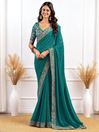 Pink Georgette Bandhani Print Saree