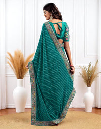 Pink Georgette Bandhani Print Saree