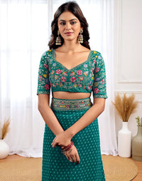 Pink Georgette Bandhani Print Saree