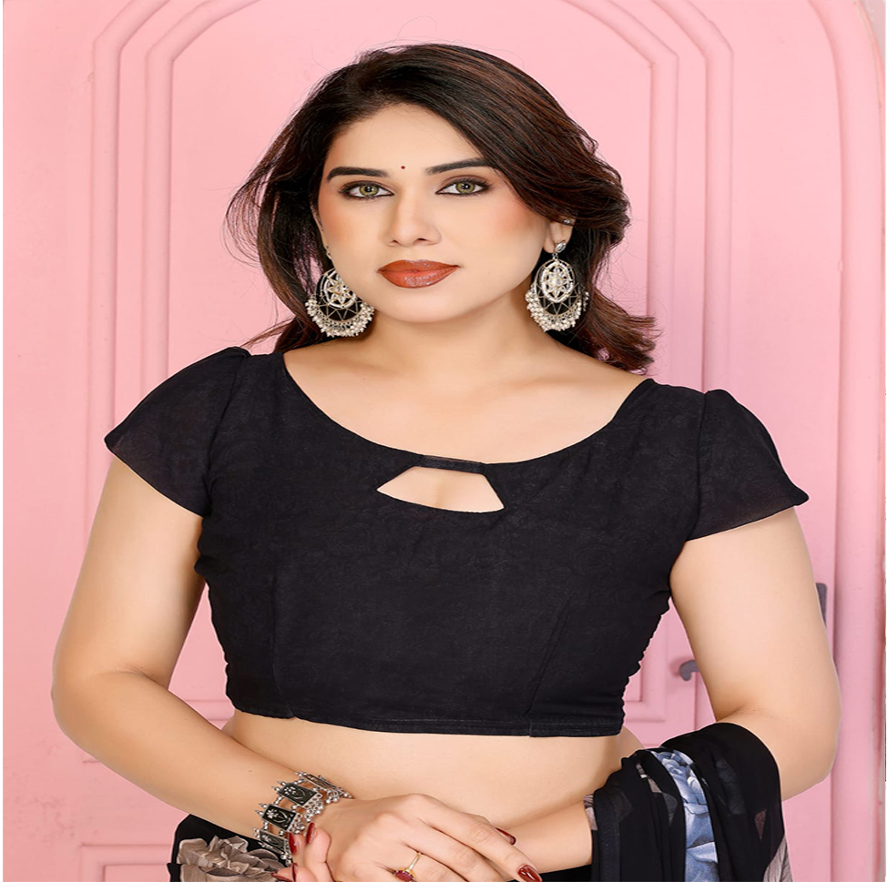 Elegant Black Floral Printed Chiffon Saree with Flower Design – Stylish Party & Casual Wear