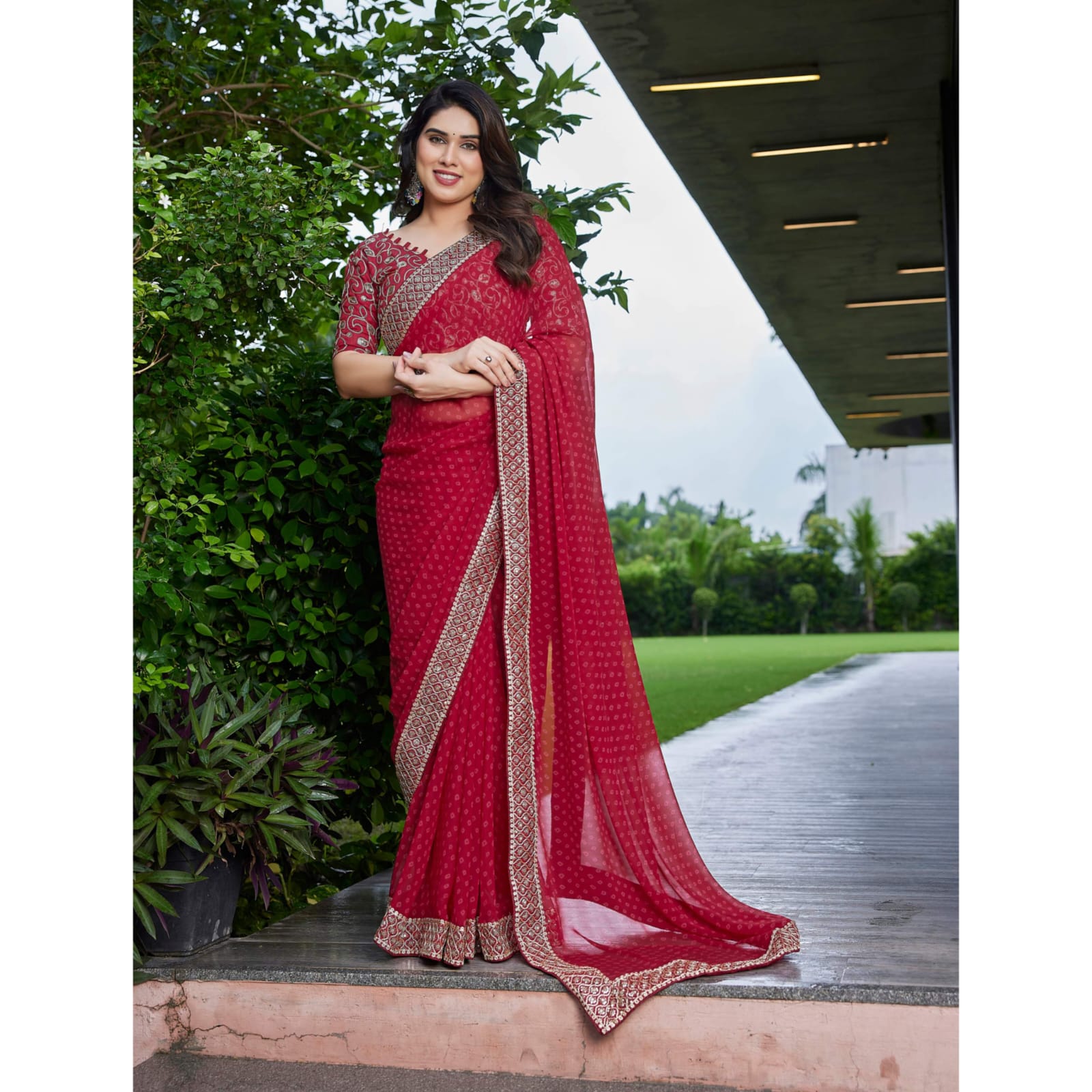 Elegant Teal Green Georgette Saree with Designer Border – Party Wear Traditional Saree for Women