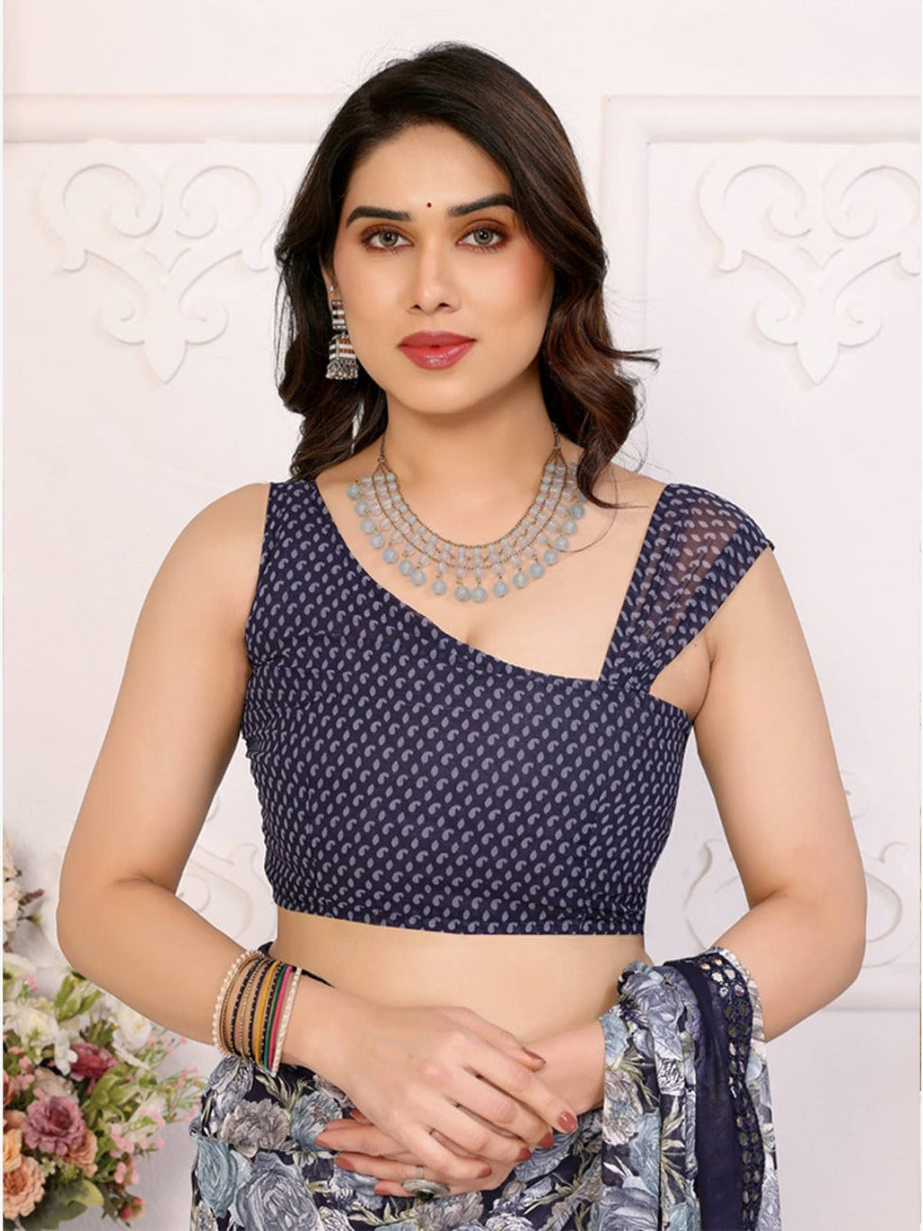 Elegant Black & Grey Floral Printed Saree with Designer Border – Party & Festive Wear