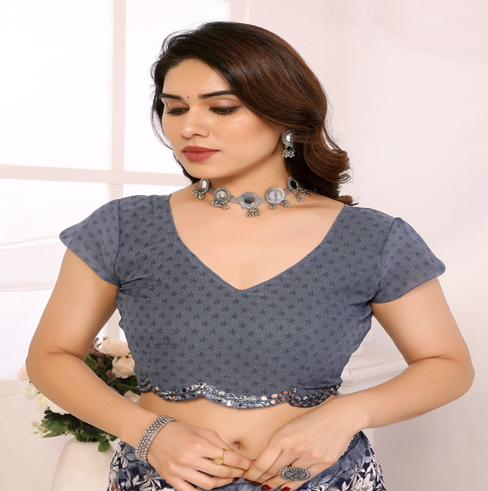 Elegant Brown Floral Printed Chiffon Saree with Designer Border – Party & Festive Wear