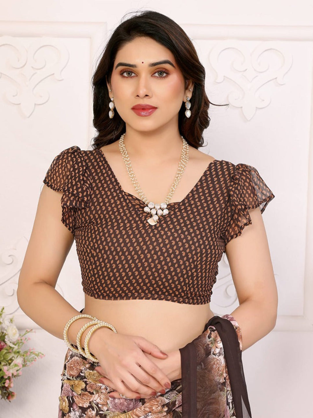 Elegant Black Floral Printed Chiffon Saree with Stylish Border – Party & Festive Wear