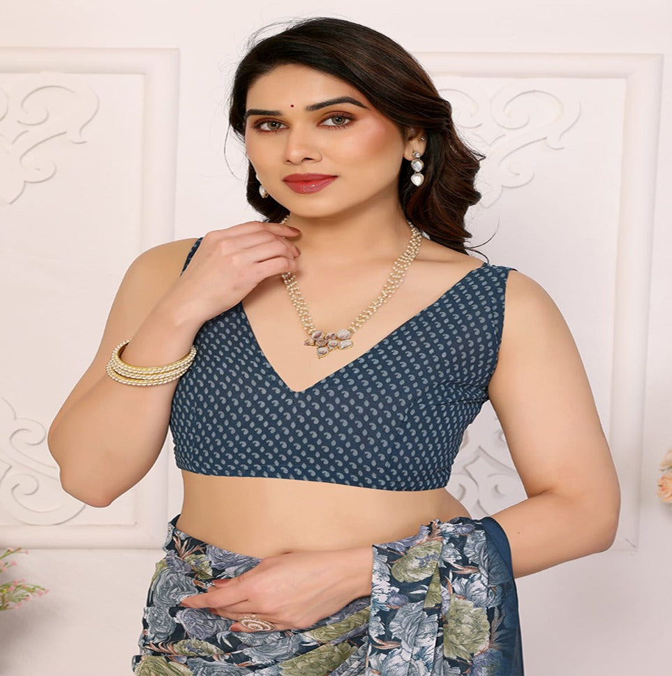 Elegant Black Floral Printed Chiffon Saree with Stylish Border – Party & Festive Wear