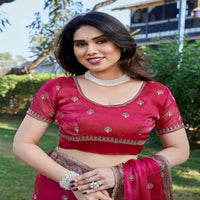 Elegant Embroidered Saree with Silver Designer Border – Party & Festive Wear