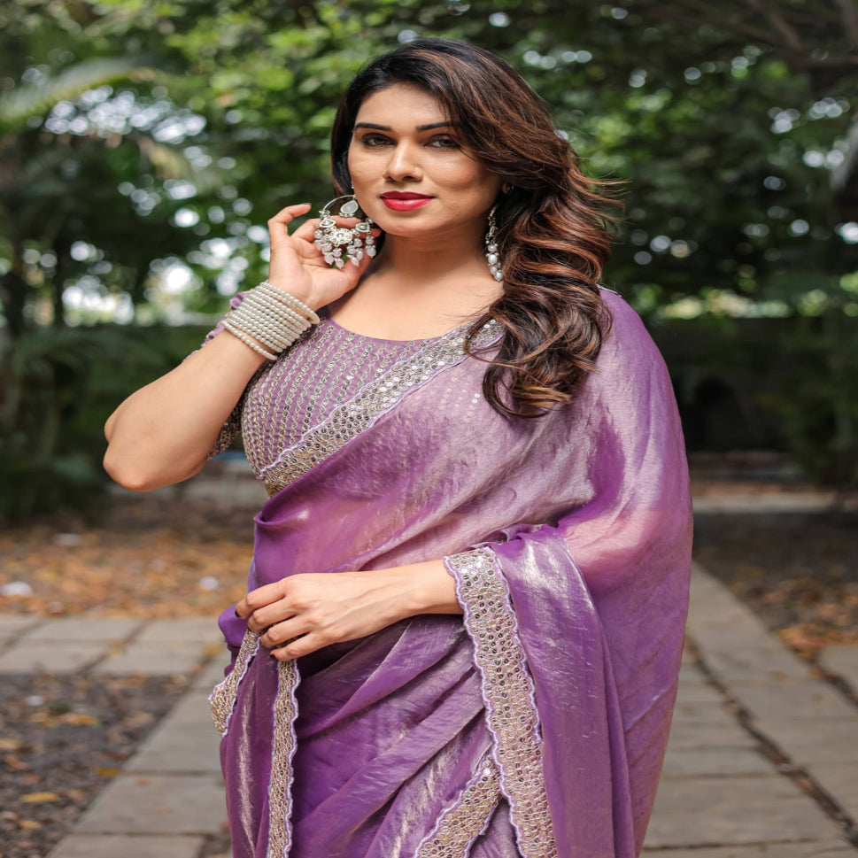 Elegant Steel Grey Saree with Teal Blue Designer Border – Party & Festive Wear