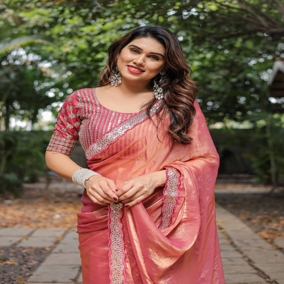 Elegant Steel Grey Saree with Teal Blue Designer Border – Party & Festive Wear