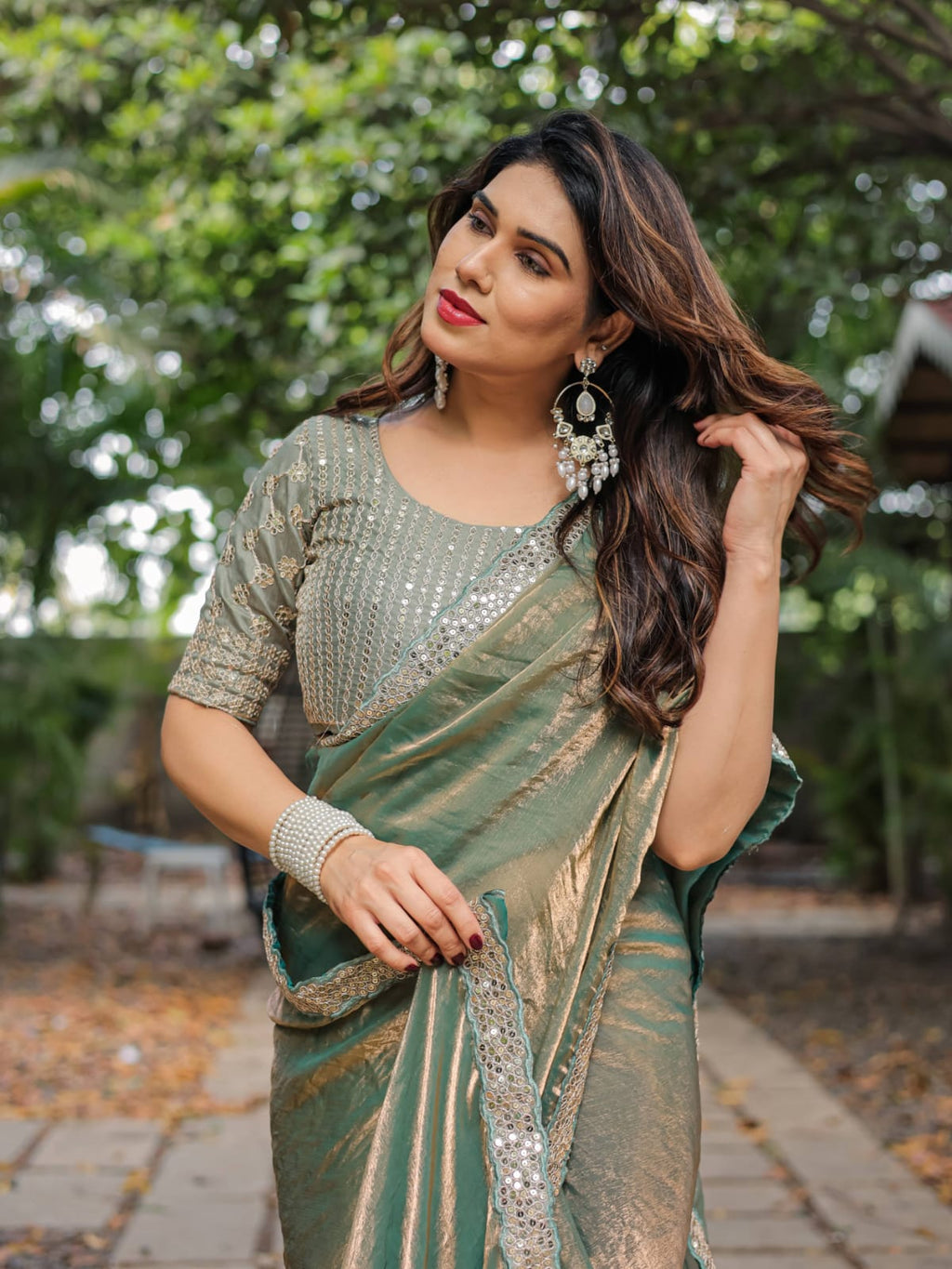 Elegant Steel Grey Saree with Teal Blue Designer Border – Party & Festive Wear