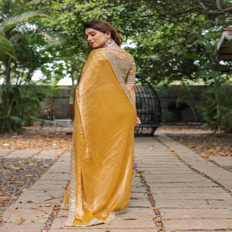 Elegant Steel Grey Saree with Teal Blue Designer Border – Party & Festive Wear