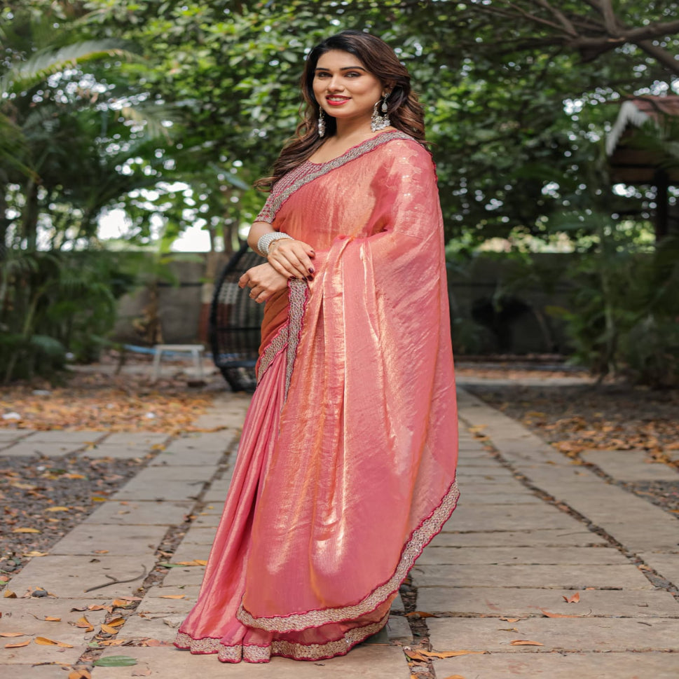 Elegant Steel Grey Saree with Teal Blue Designer Border – Party & Festive Wear