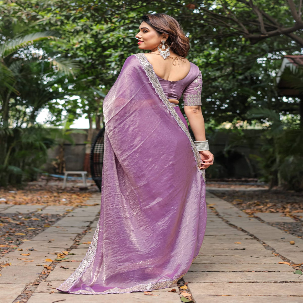 Elegant Steel Grey Saree with Teal Blue Designer Border – Party & Festive Wear
