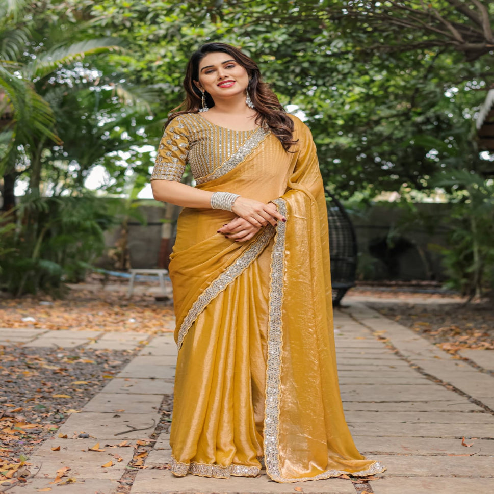 Elegant Steel Grey Saree with Teal Blue Designer Border – Party & Festive Wear