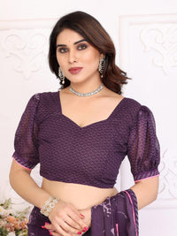 Elegant Olive Brown Floral Printed Saree with Pink Flower Design – Stylish Party & Casual Wear