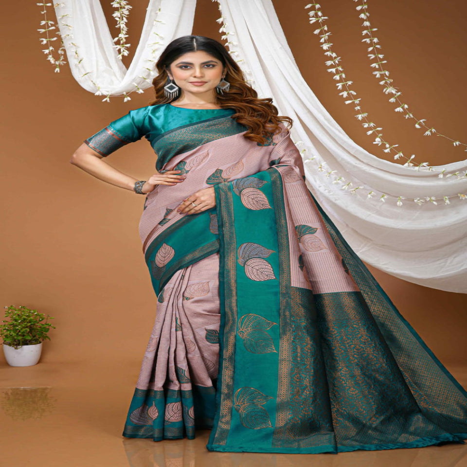 Elegant Beige & Red Zari Woven Saree with Rich Designer Pallu – Festive & Wedding Wear