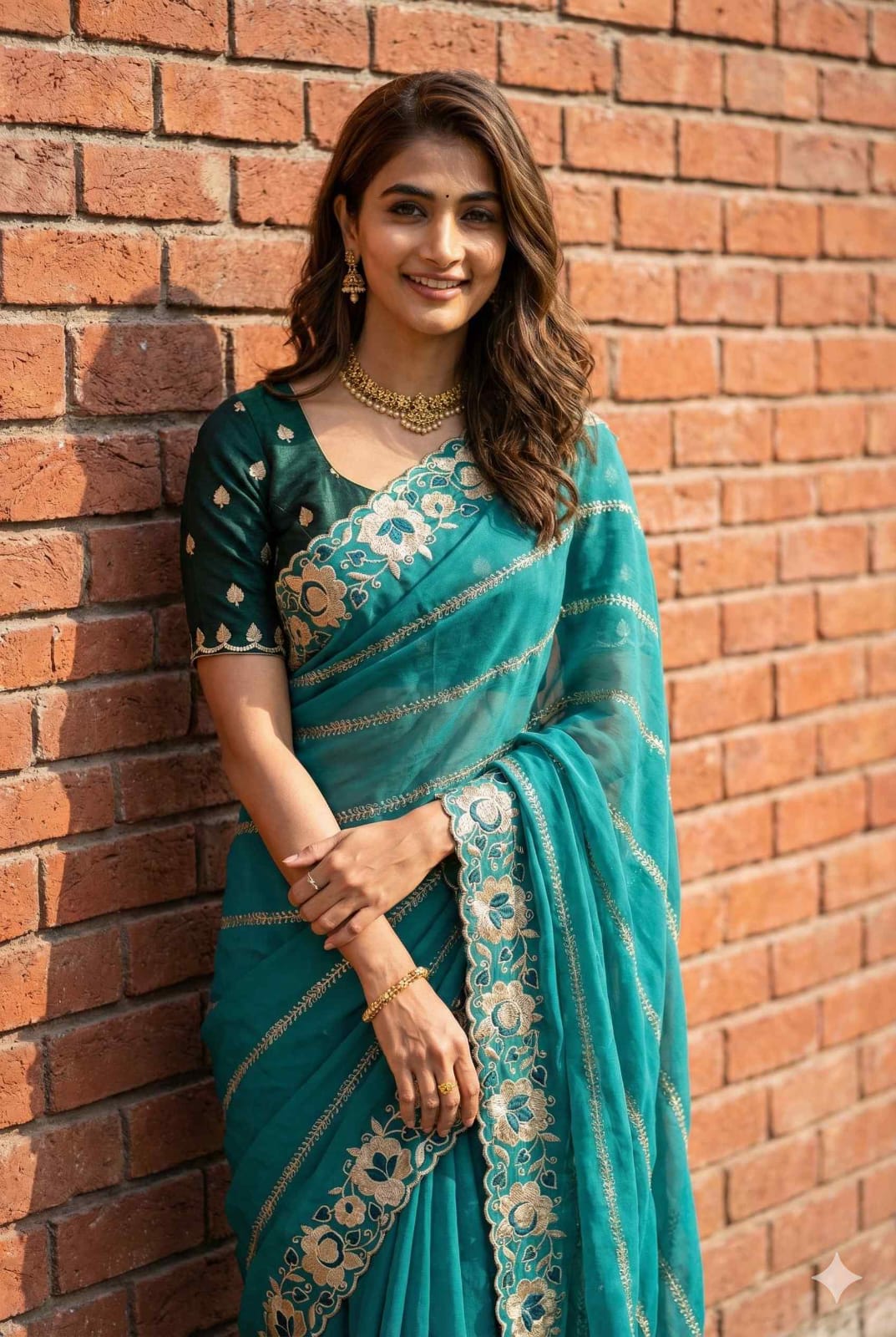 Elegant Mustard Yellow Embroidered Saree with Floral Designer Border – Festive & Party Wear